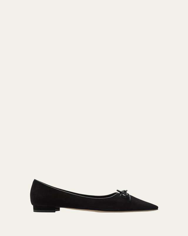 Esmaa Suede Lace-Up Ballerina Flats